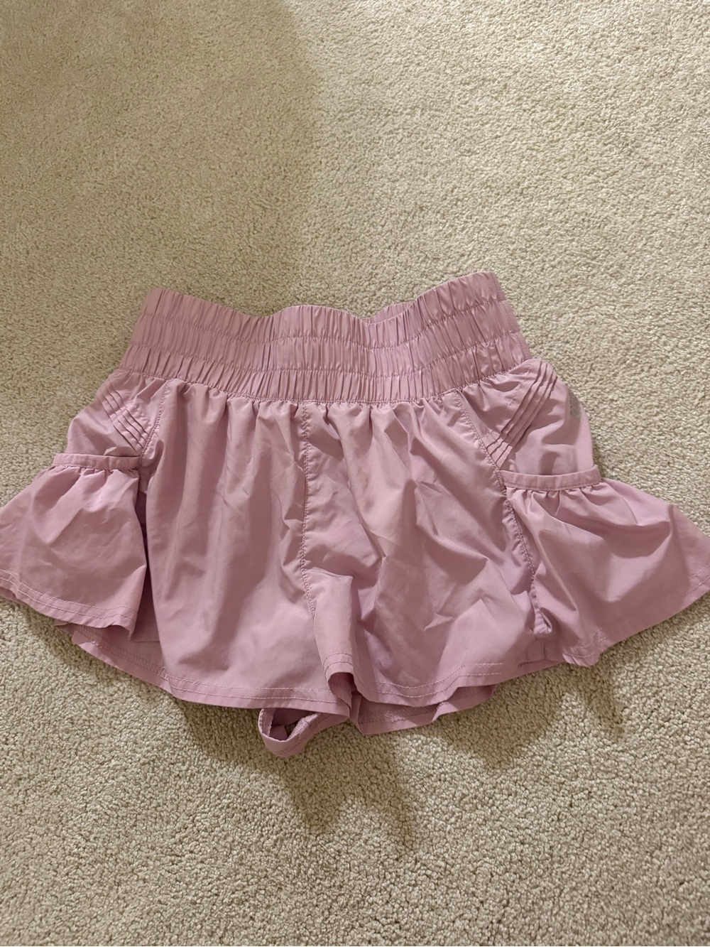 FP Movement by Free People Light Pink Smocked Waist Ruffle Skort